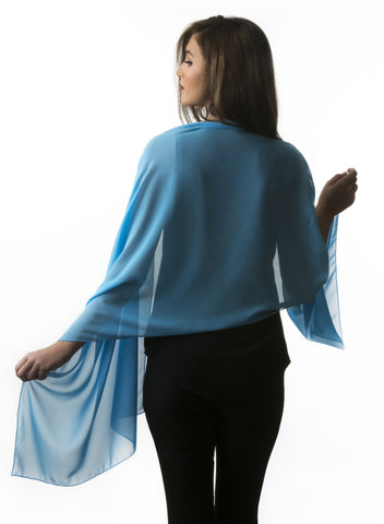 Bright Blue Chiffon Wrap – Perlae Couture